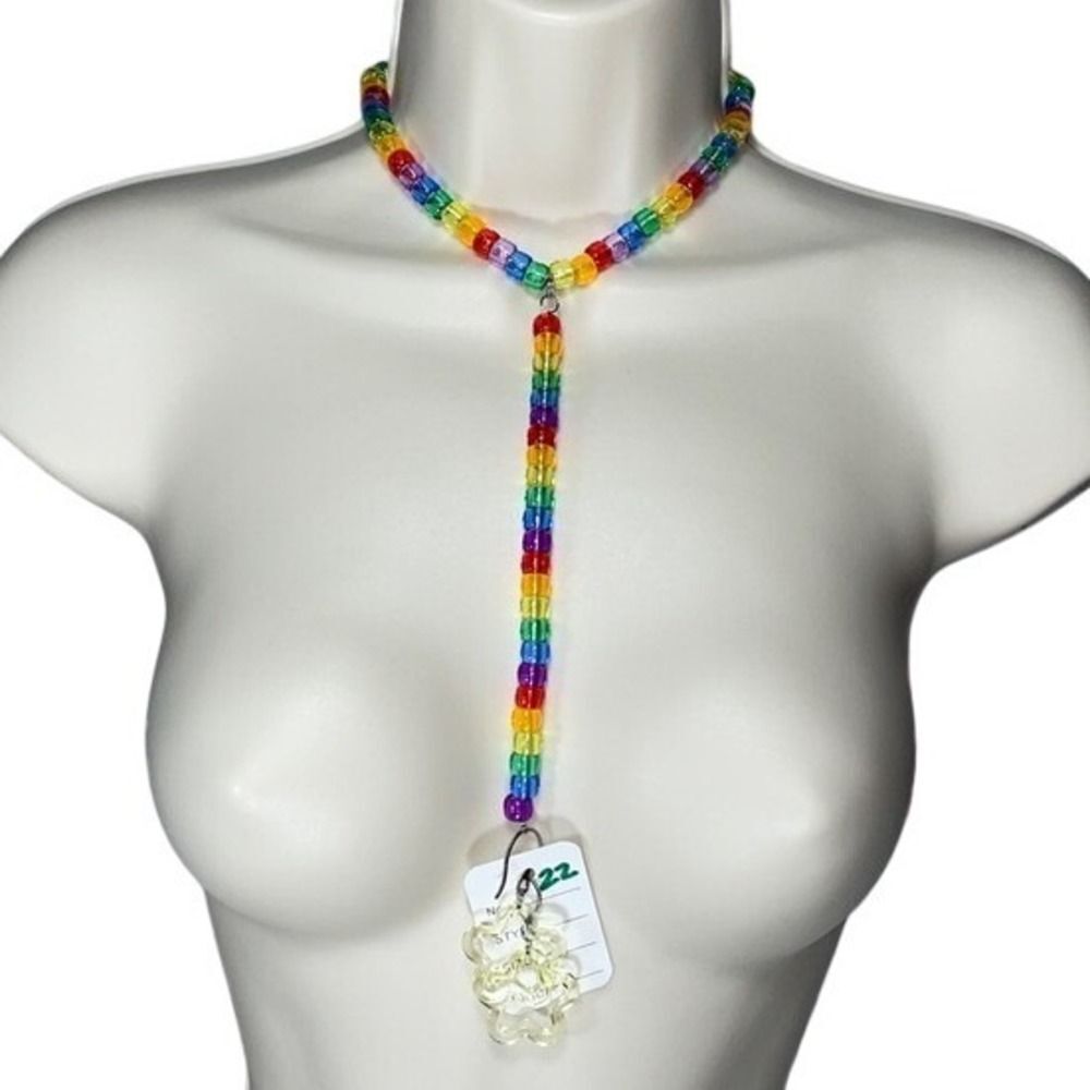 Rave 4pc choker/bracelet & binky cord earrings Customizable kandi Rainbow Brite